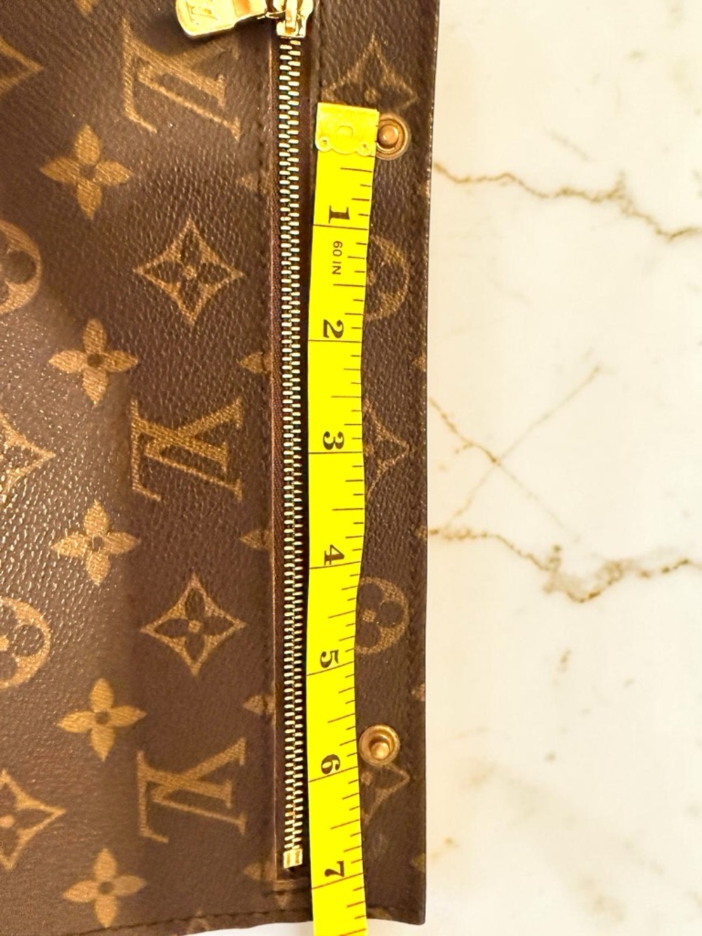 Louis Vuitton Brown Monogram Canvas Neverfull Pouch with Gold Hardware - Picture 6 of 9